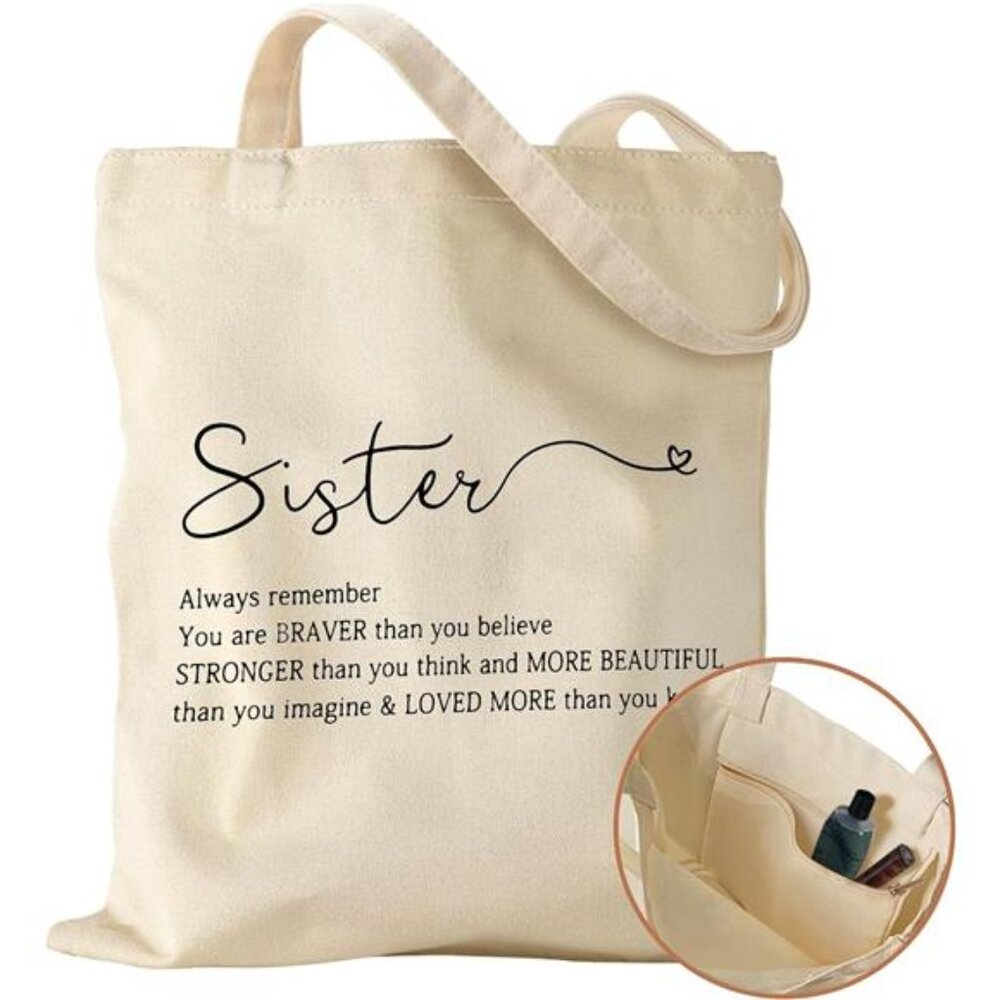 Canvas Tote Bag with Inner Pocket for Women, Cloth Cotton Totes Bag